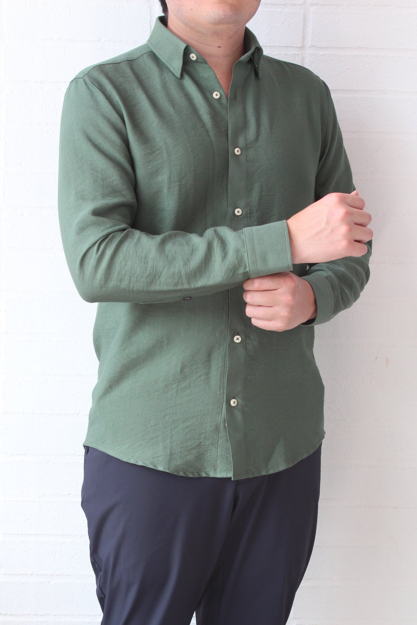 Camisa City Casual Regular Fit Verde Textura