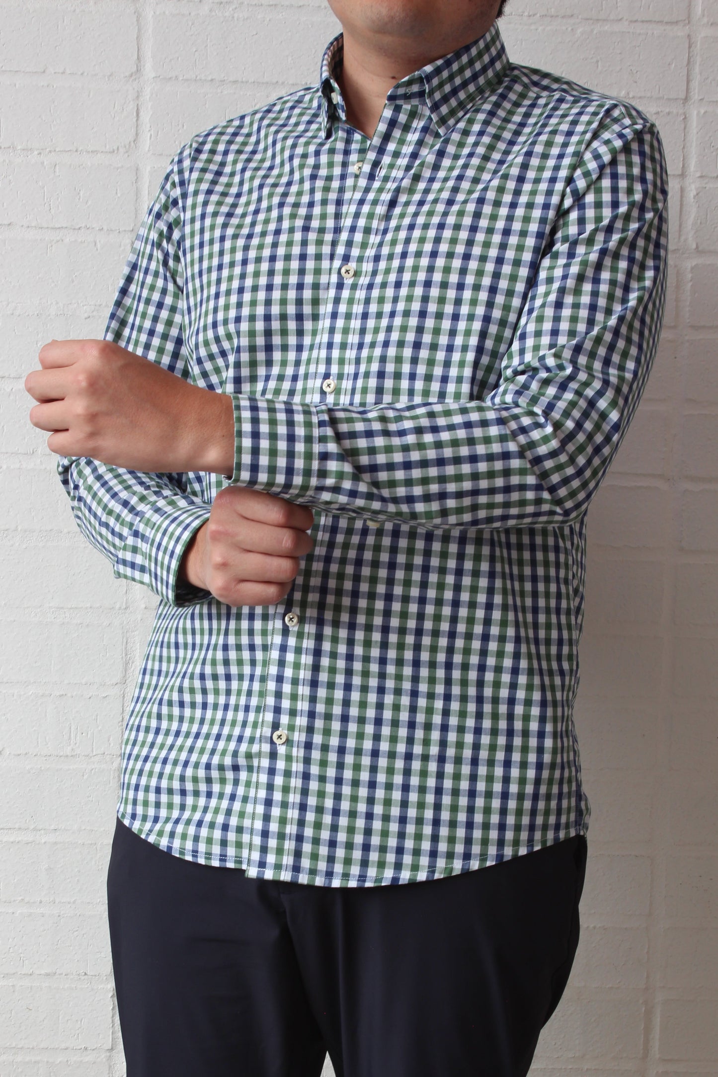 Camisa City Casual Regular Fit Verde Azul Cuadros