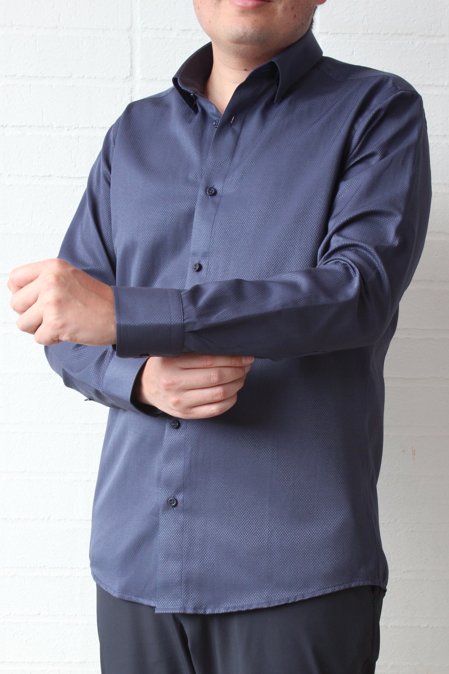 Camisa City Casual Regular Fit Azul Textura