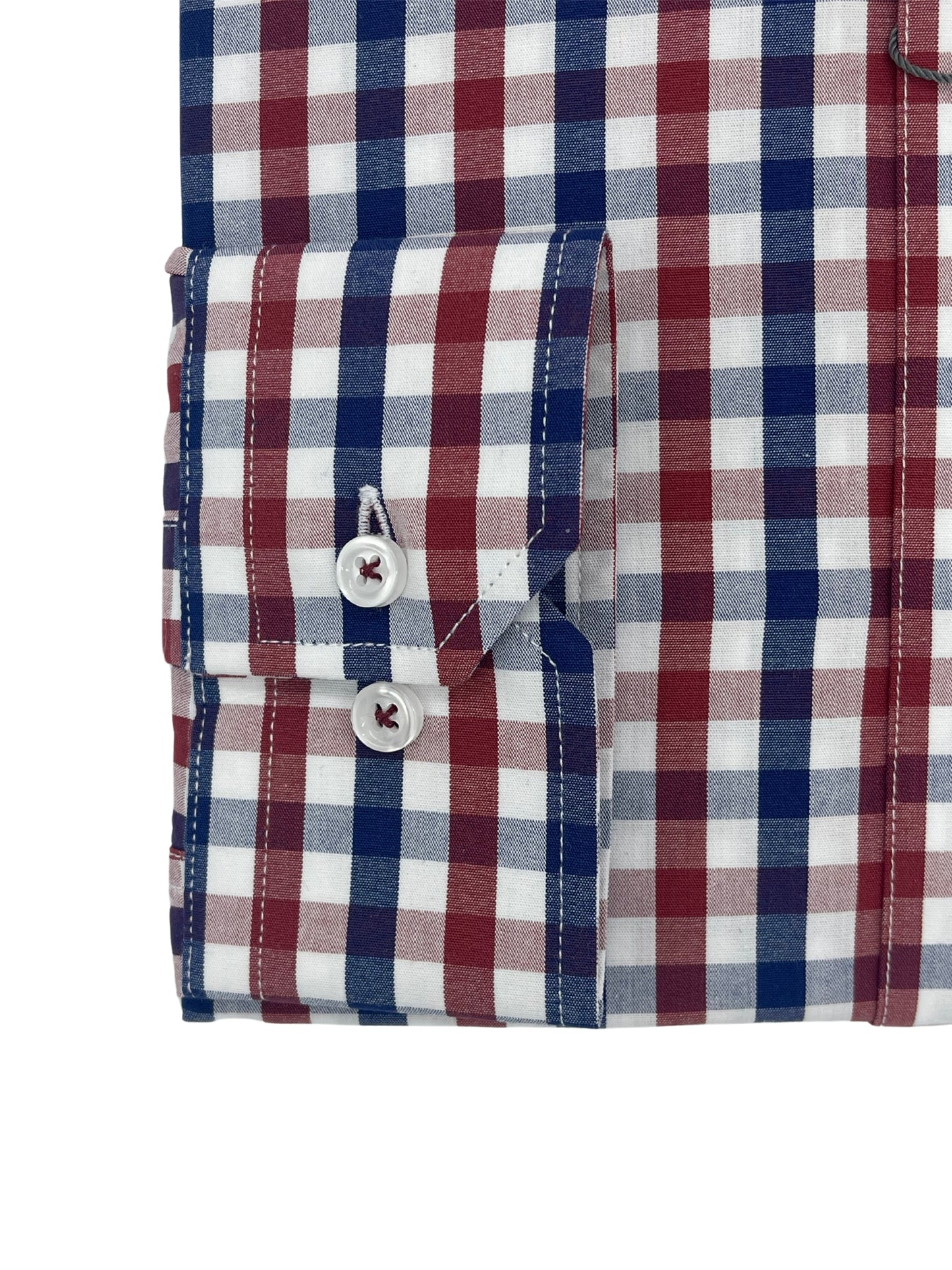 Camisa City Casual Regular Fit Azul Roja Cuadros
