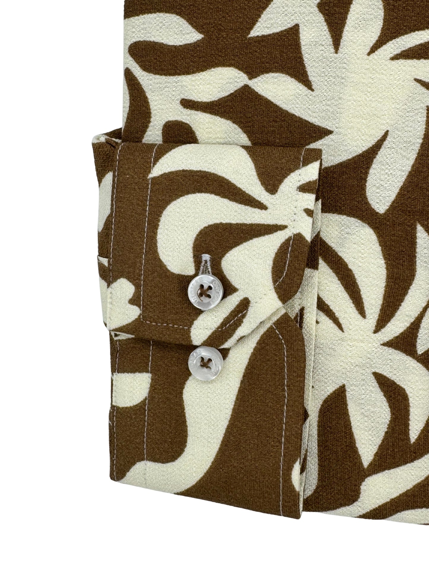 Camisa City Casual Slim Fit Caqui Follaje Textura Lino