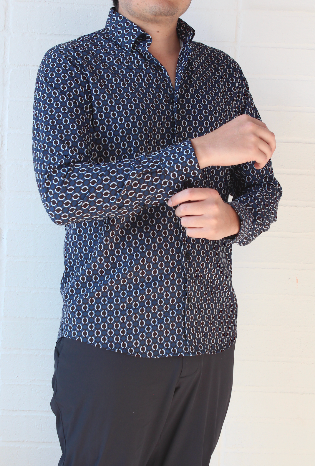 Camisa Trend Slim Fit Azul Patrón