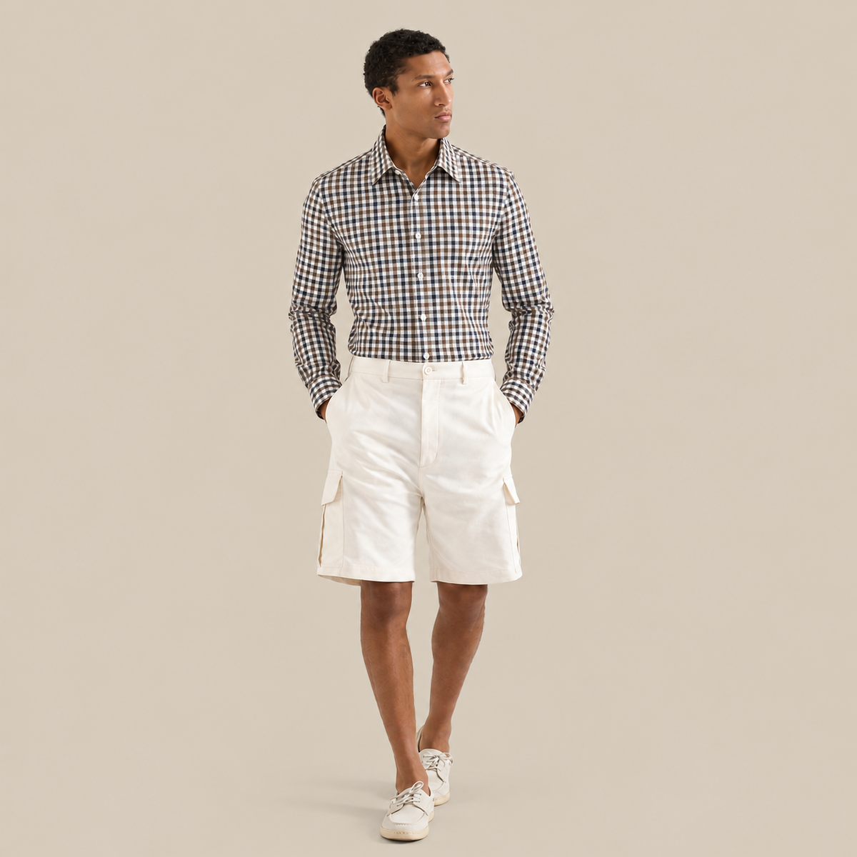 Camisa Thomas England Casual — Cuadros Verde Oliva