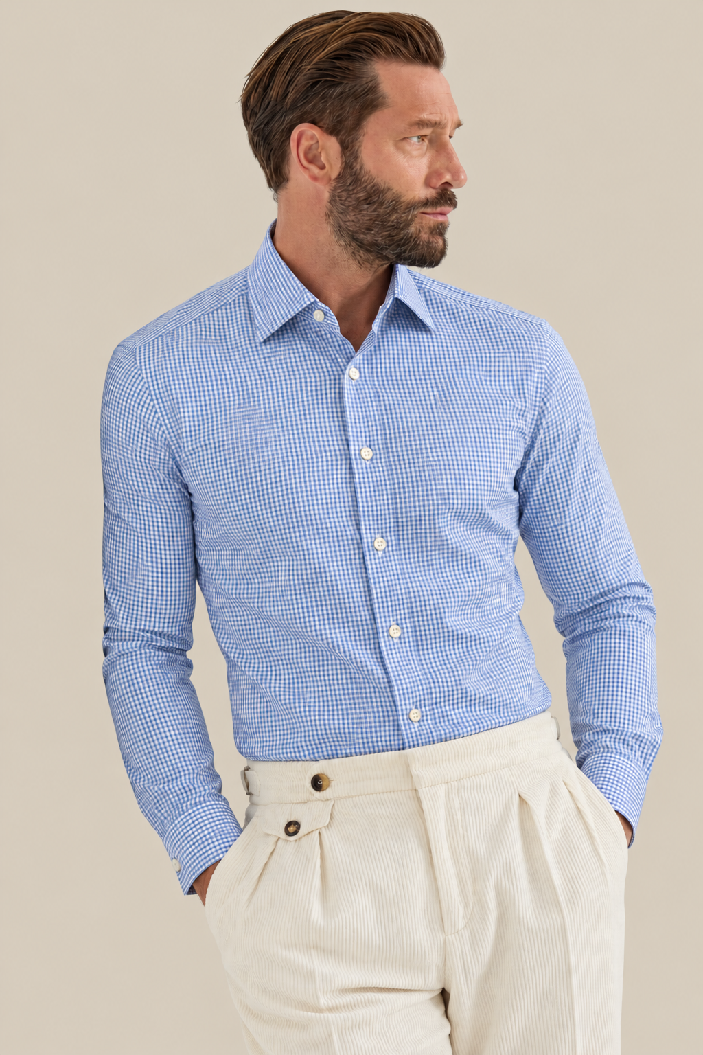 Camisa Thomas England Business — Cuadros Azul Pastrana (201)