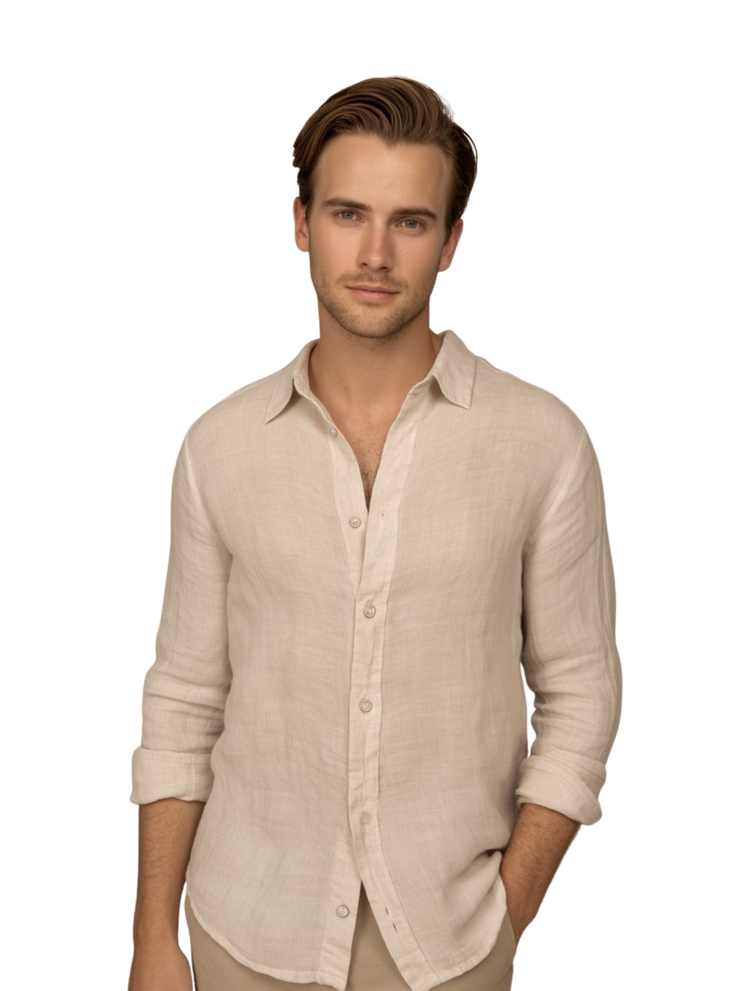 Camisa City Casual Slim Fit Arena Textura Lino