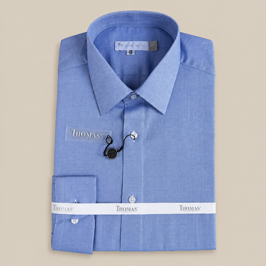 Camisa Thomas England Business — Piqué Azul Oscuro