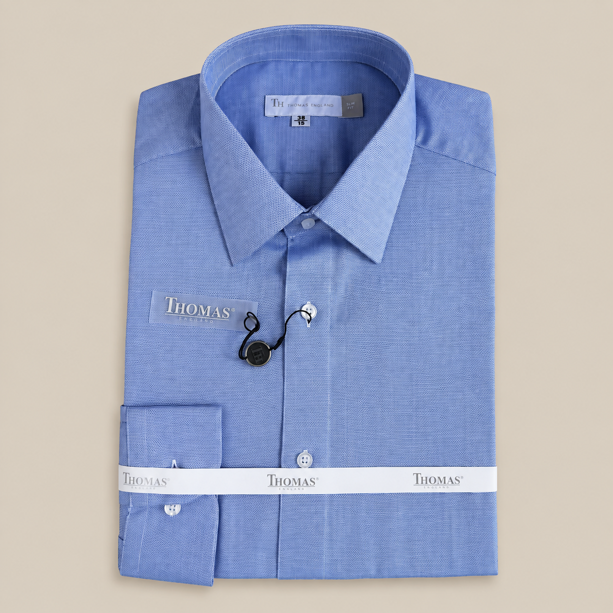 Camisa Thomas England Business — Piqué Azul Oscuro