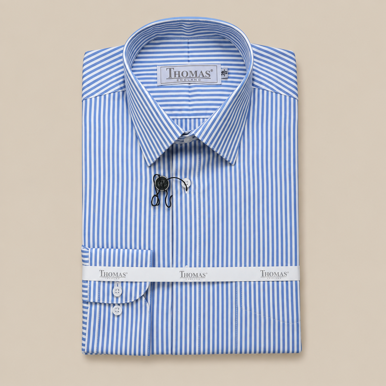 Camisa Thomas England Business — Rayas Azul Claro