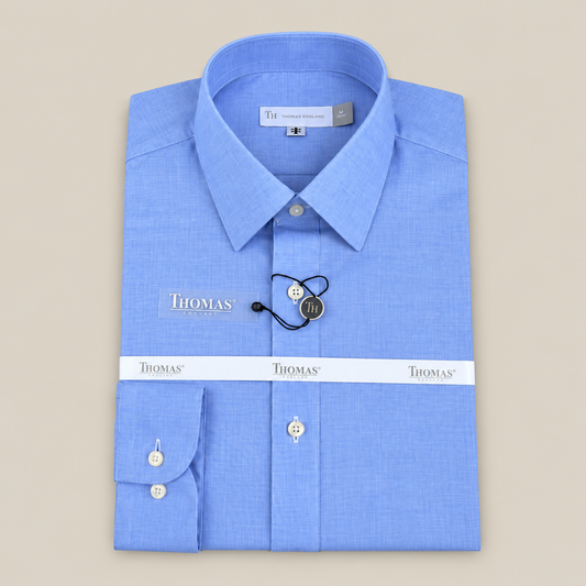 Camisa business Thomas England 875 fil a fil azul Pastrana slim fit