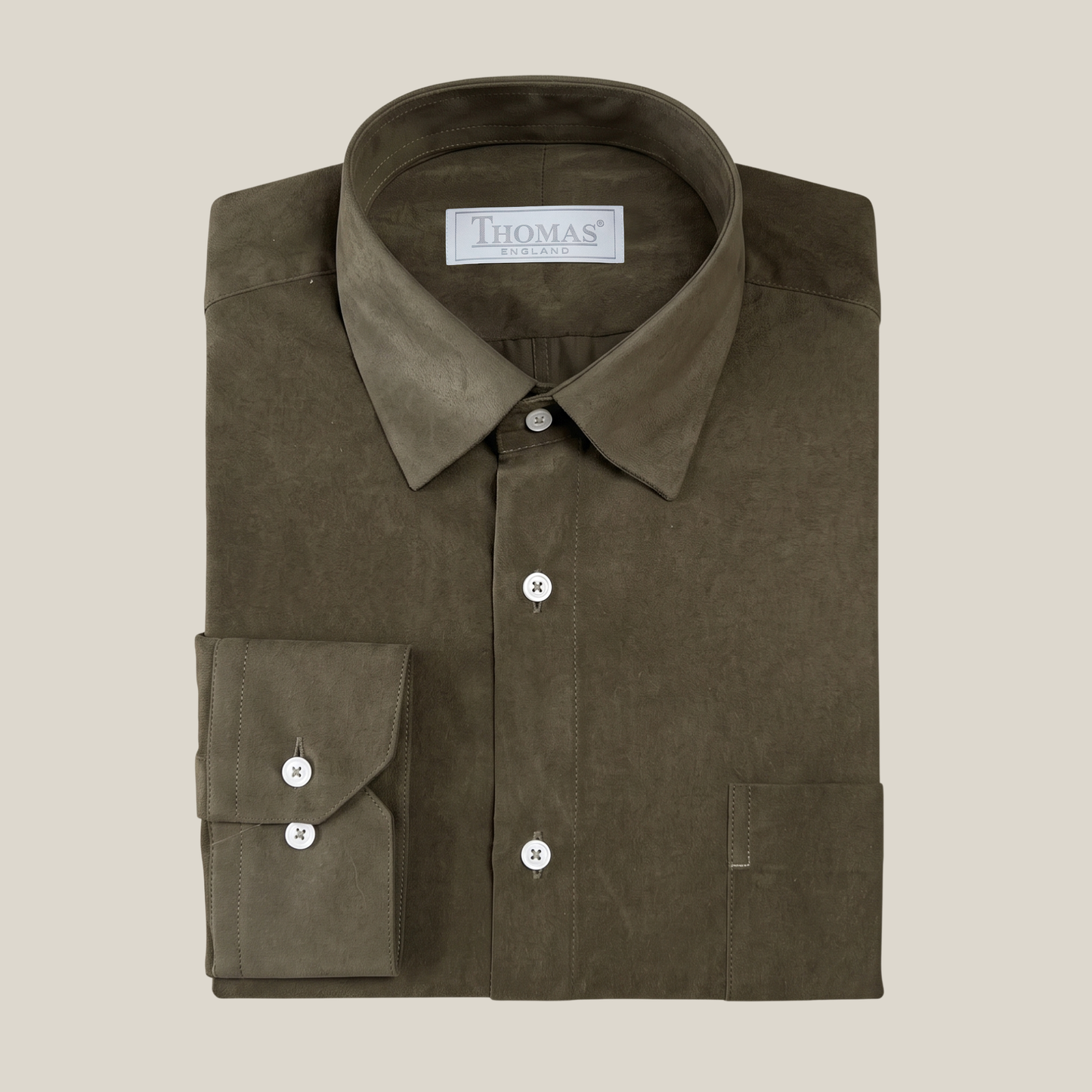 Camisa Thomas England Casual — Gamuzado Verde Oscuro