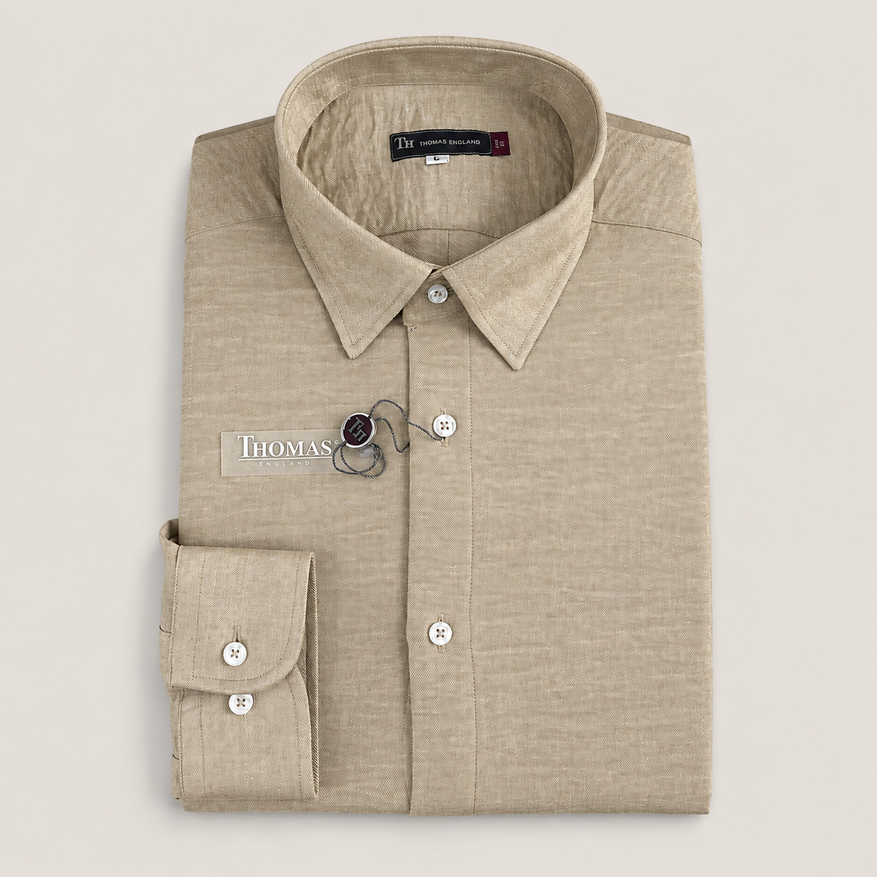 Camisa Thomas England Casual — Fluido Craquelado Arena