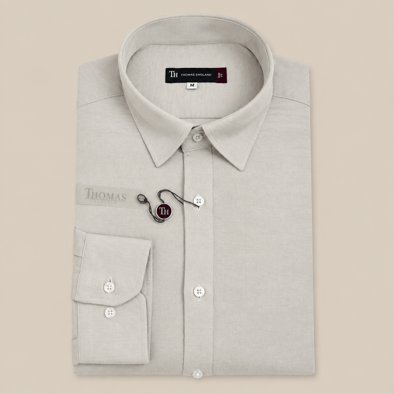 Camisa Thomas England Casual — Fluido Gris Claro
