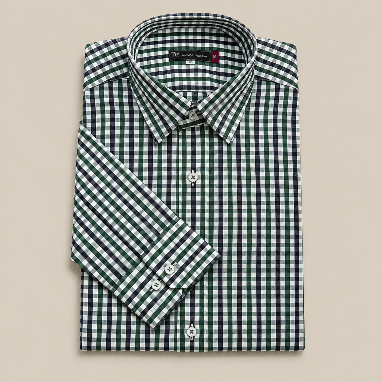 Camisa Thomas England Casual — Cuadros Azul Oscuro