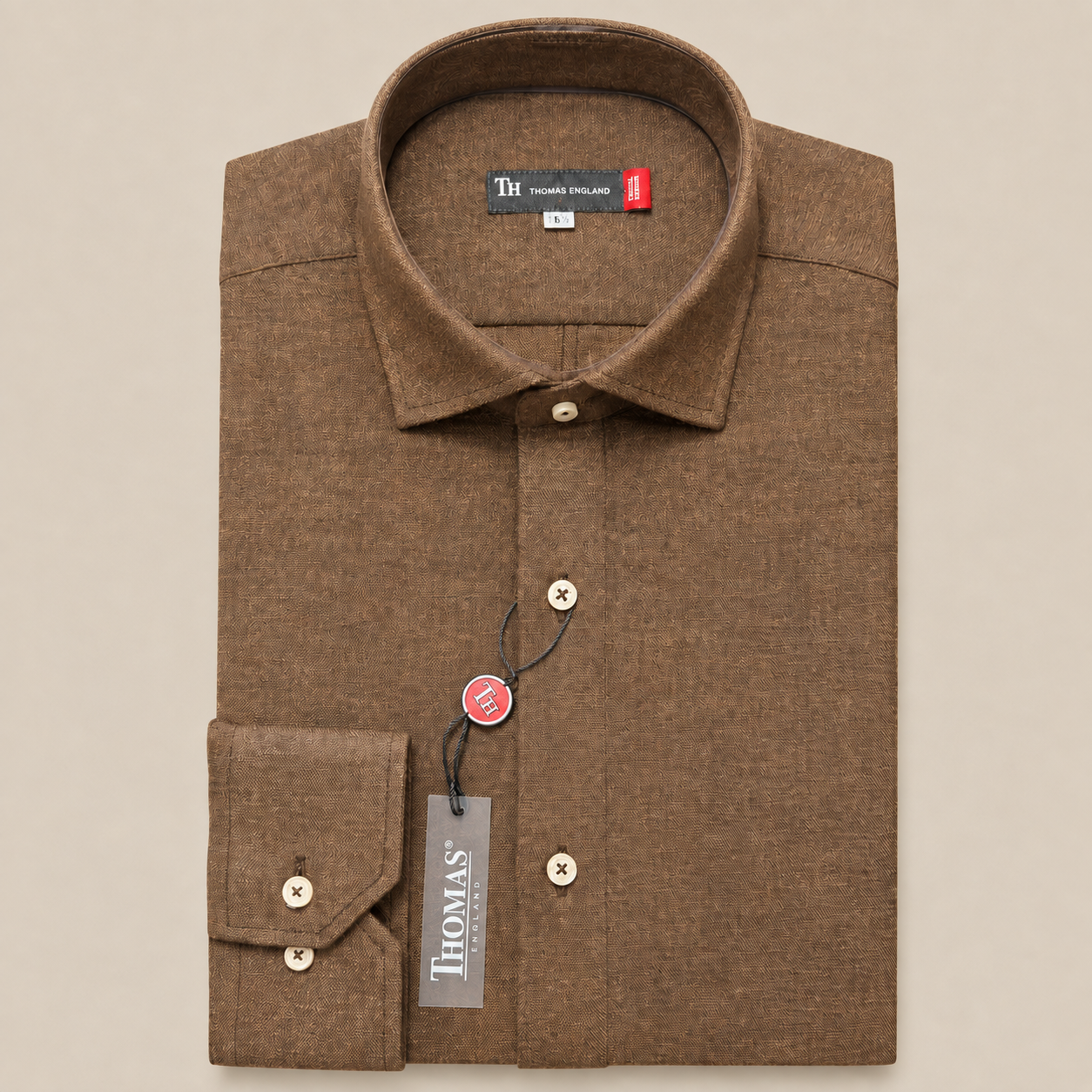 Camisa Thomas England Casual — Lino Tie-Dye Café
