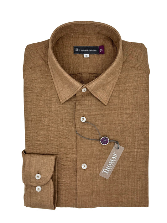 Camisa City Casual Slim Fit Caqui Textura