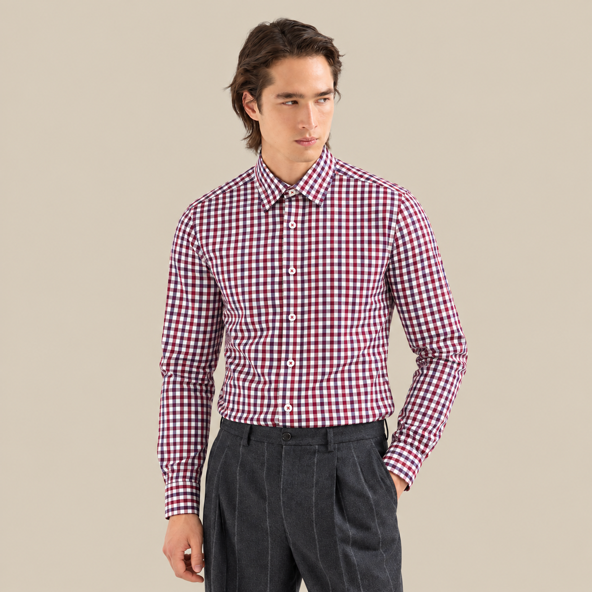 Camisa Thomas England Casual — Cuadros Terracota (1370)