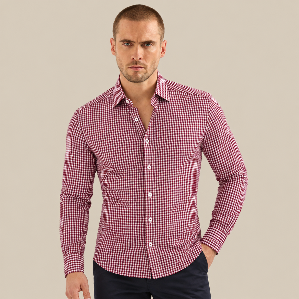 Camisa Thomas England Casual — Cuadros Terracota (1553)