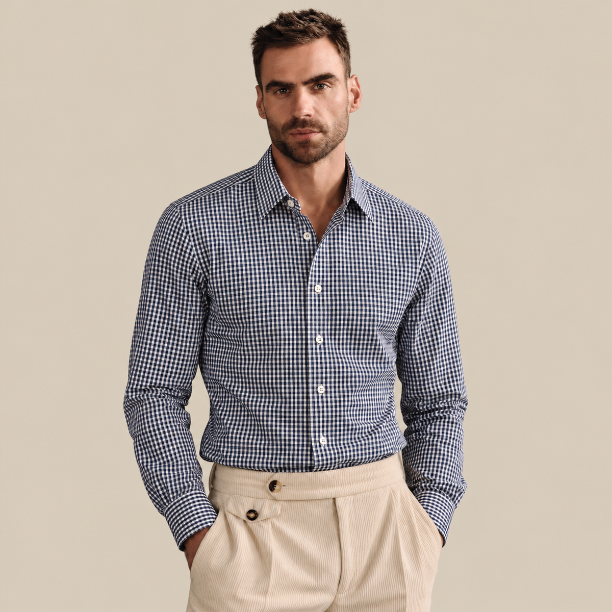 Camisa Thomas England Casual — Cuadros Azul Oscuro (795)