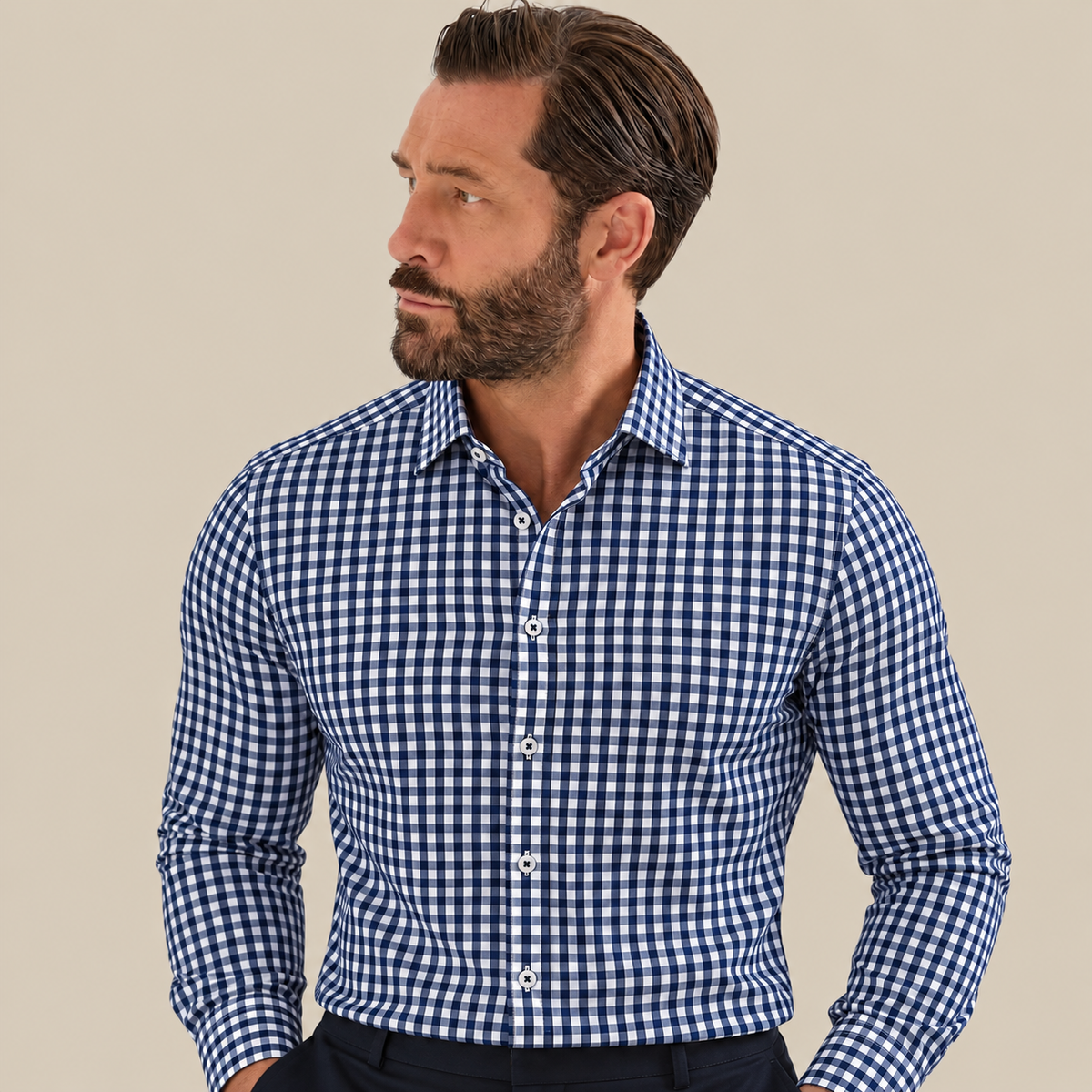 Camisa Thomas England Casual — Cuadros Azul Oscuro (1462)