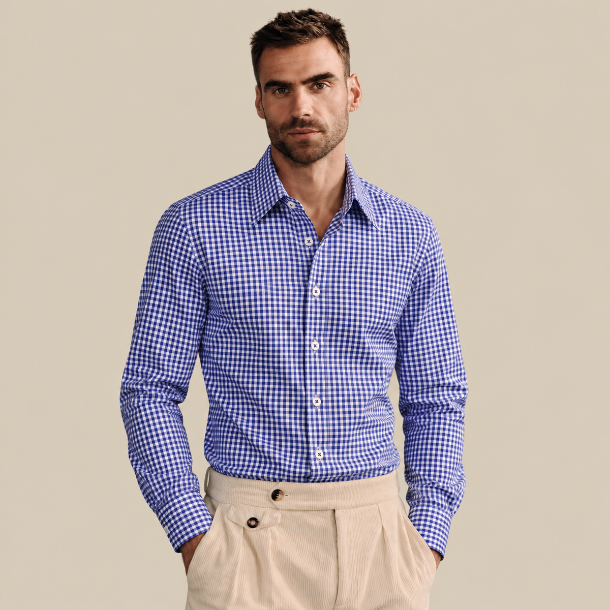 Camisa Thomas England Casual — Cuadros Azul Rey