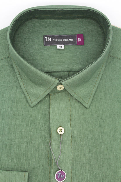 Camisa Casual Regular Fit Verde Textura