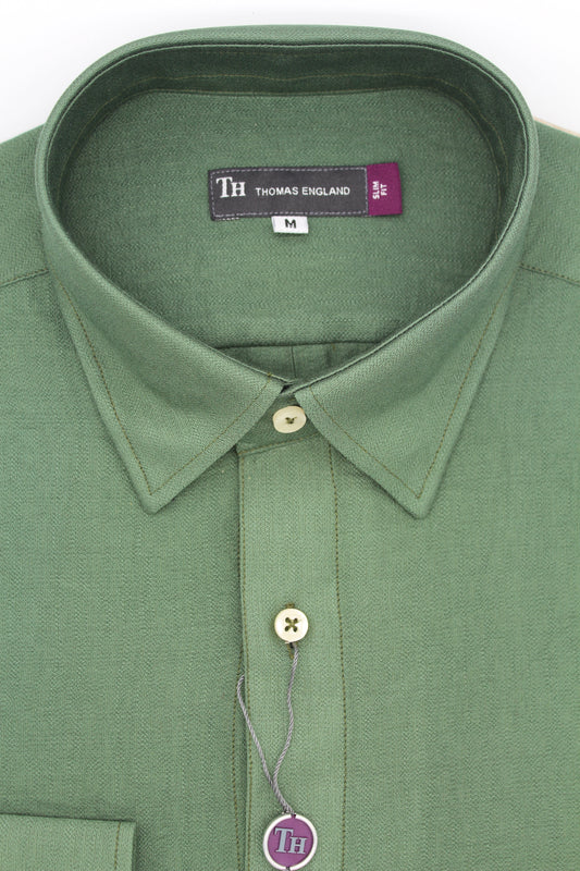 Camisa City Casual Slim Fit Verde Textura