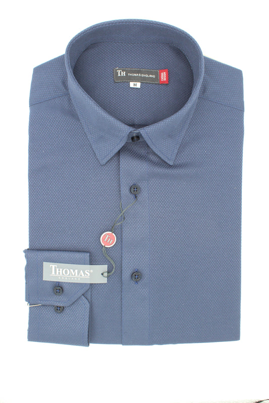 Camisa City Casual Regular Fit Azul Textura