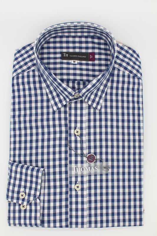Camisa City Casual Regular Fit Azul Cuadros
