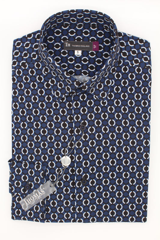 Camisa Trend Slim Fit Azul Patrón
