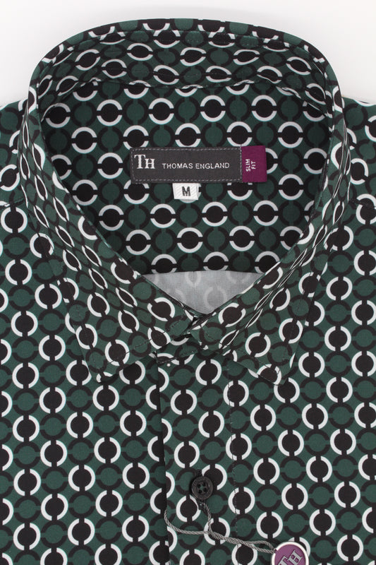 Camisa Trend Slim Fit Verde Patrón