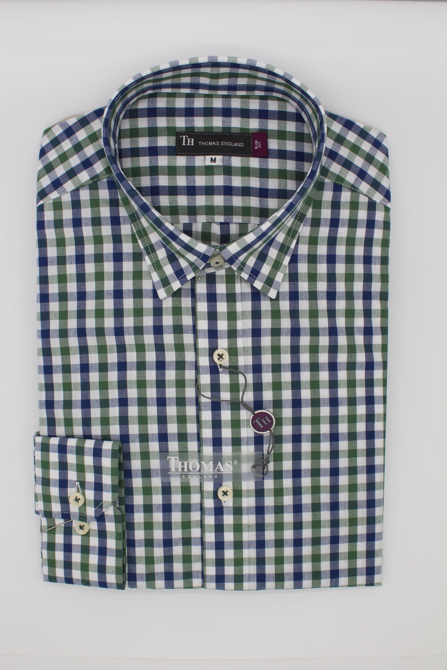 Camisa Casual Slim Fit Verde Azul cuadros