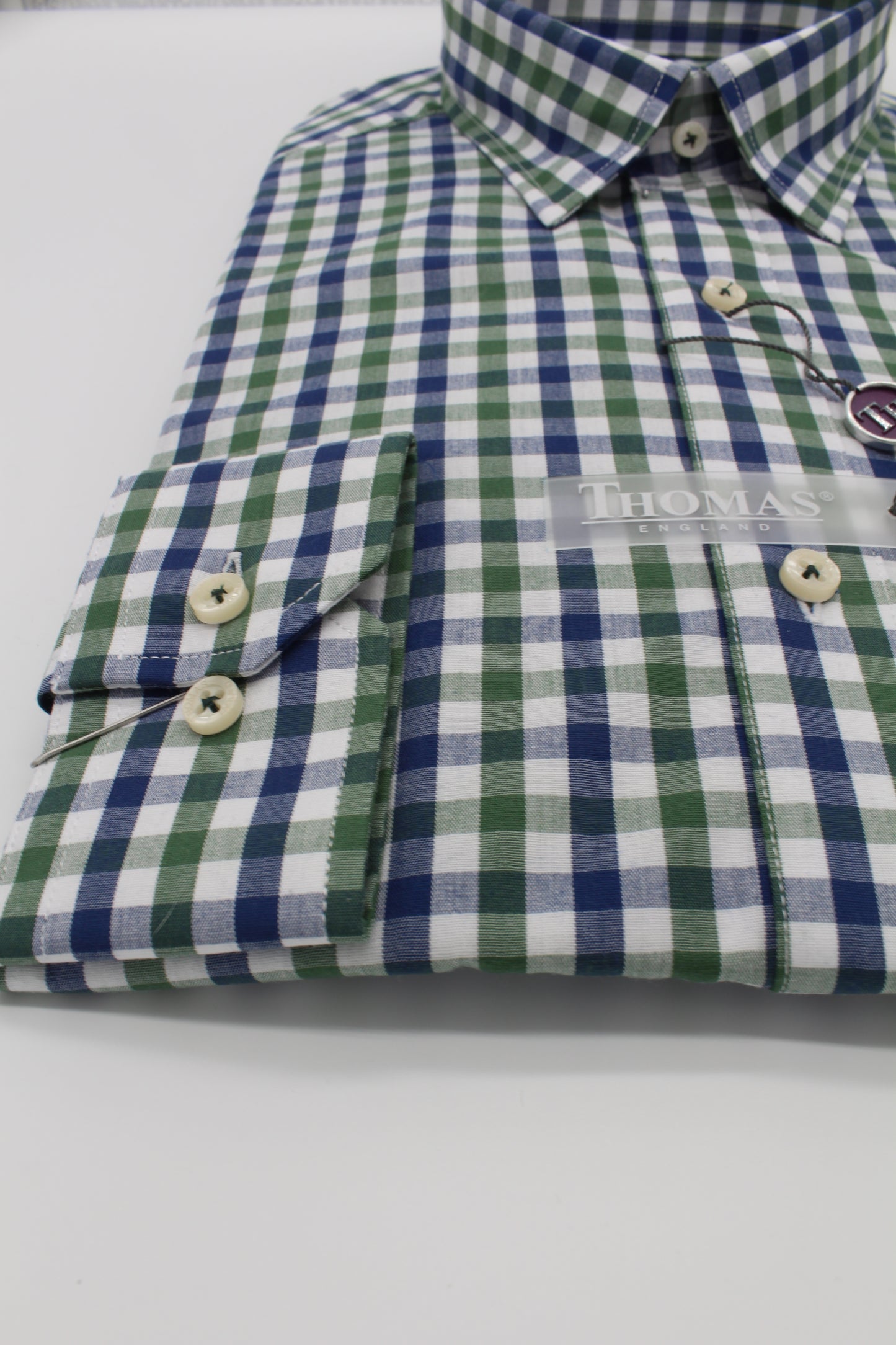 Camisa Casual Slim Fit Verde Azul cuadros