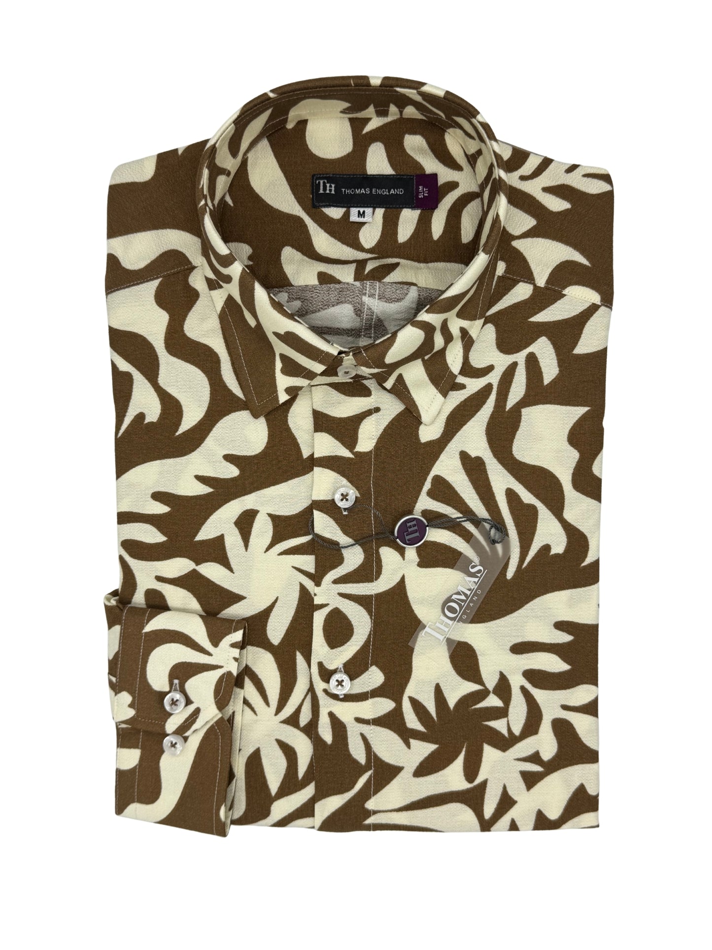 Camisa City Casual Slim Fit Caqui Follaje Textura Lino