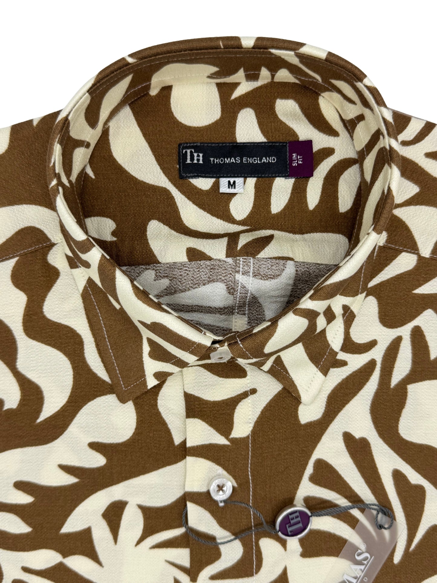 Camisa City Casual Regular Fit Caqui Follaje Textura Lino