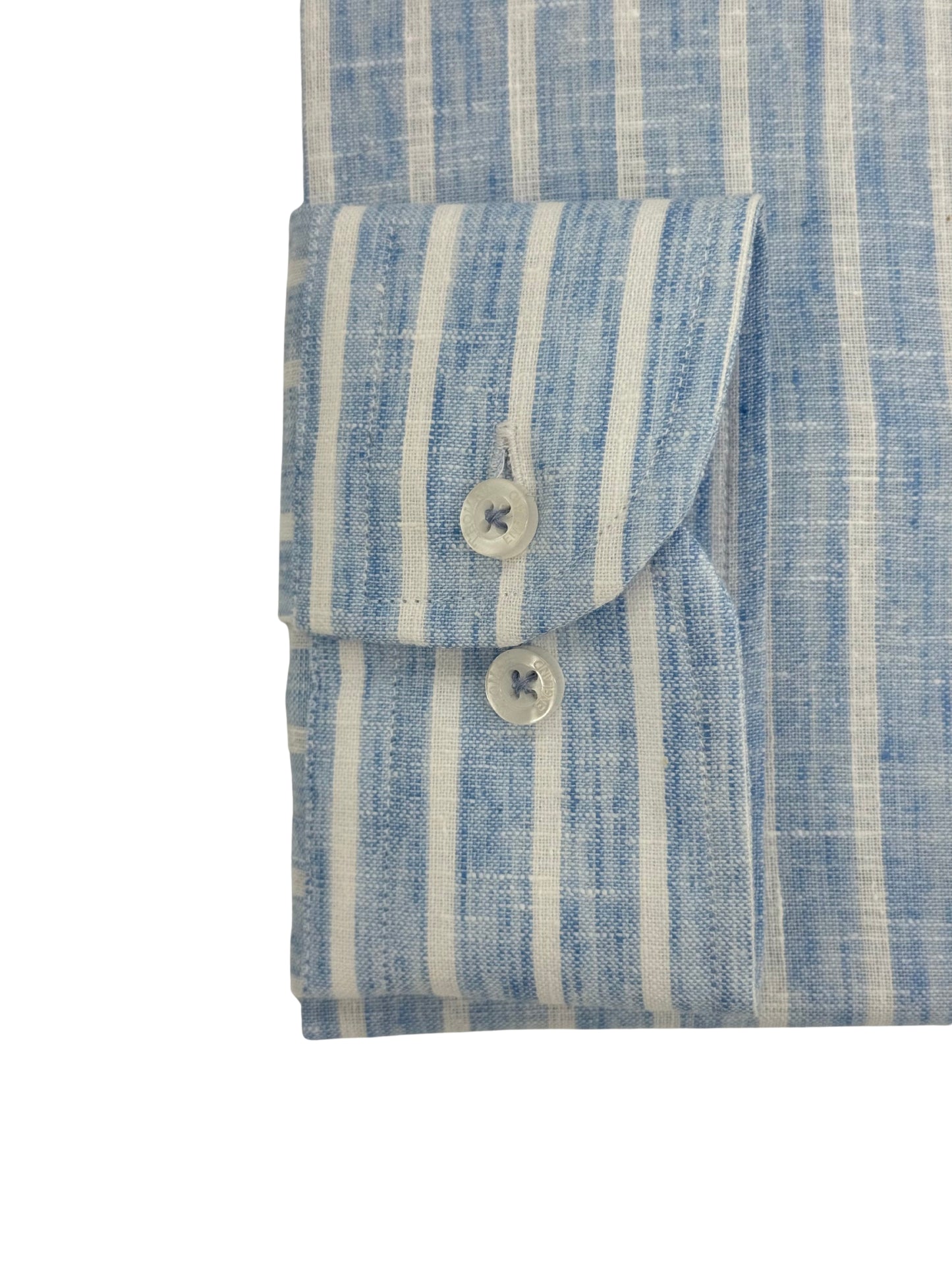 Camisa City Casual Slim Fit Azul Rayas Textura Lino