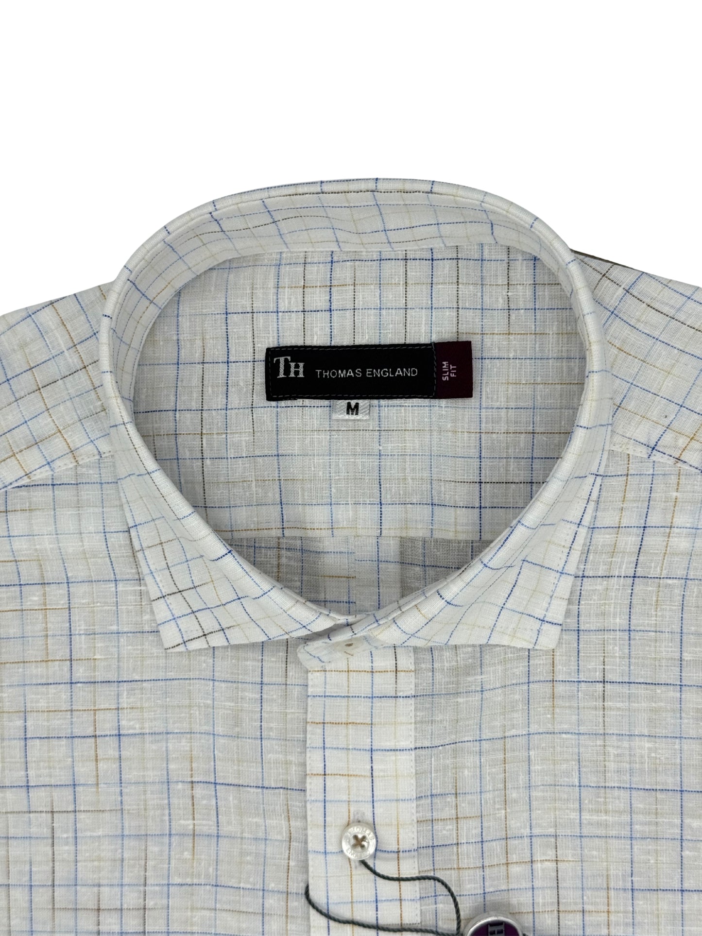 Camisa City Casual Slim Fit Tono Lino Cuadros Textura Lino