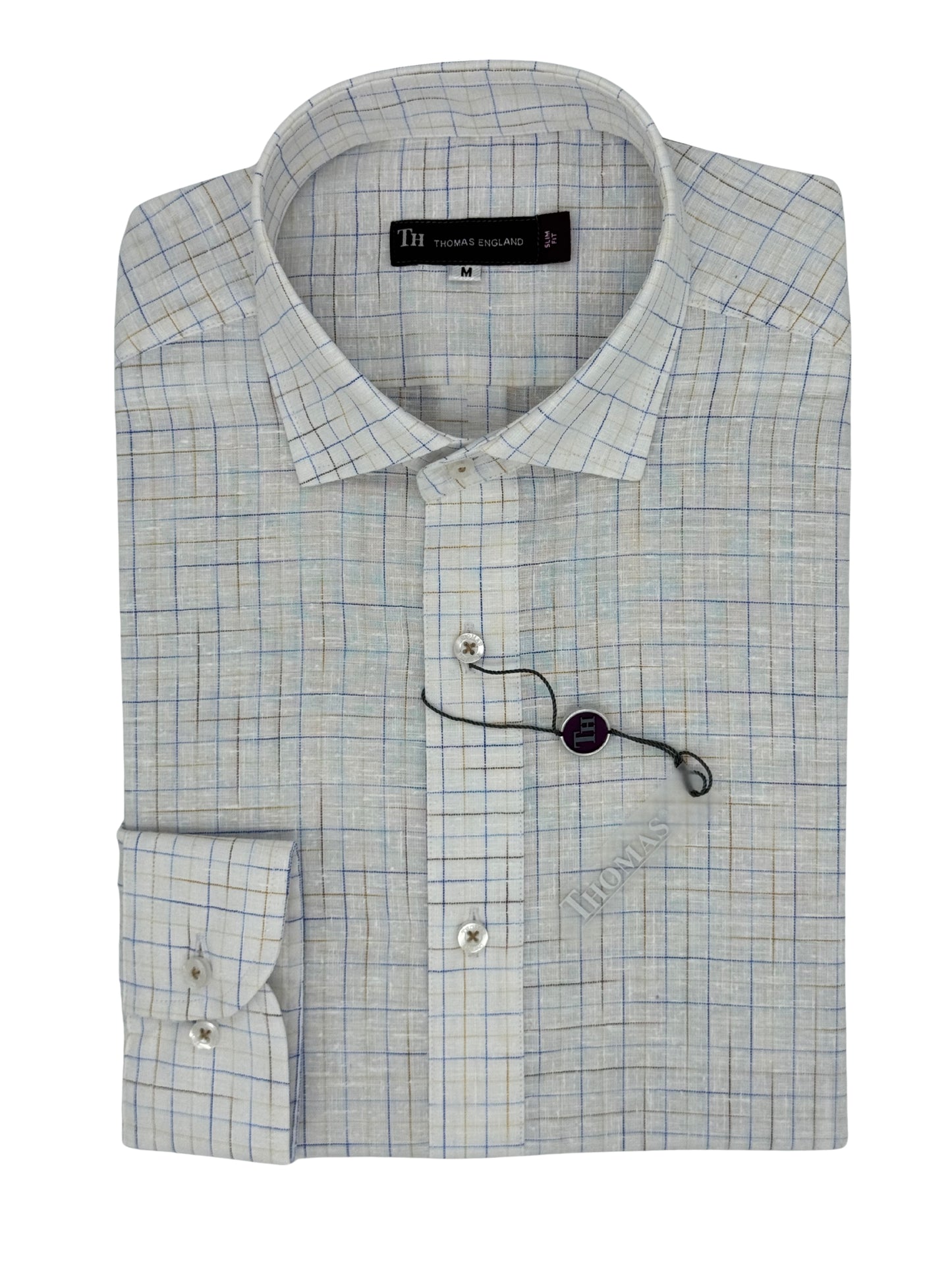 Camisa City Casual Regular Fit Tono Lino Cuadros Textura Lino