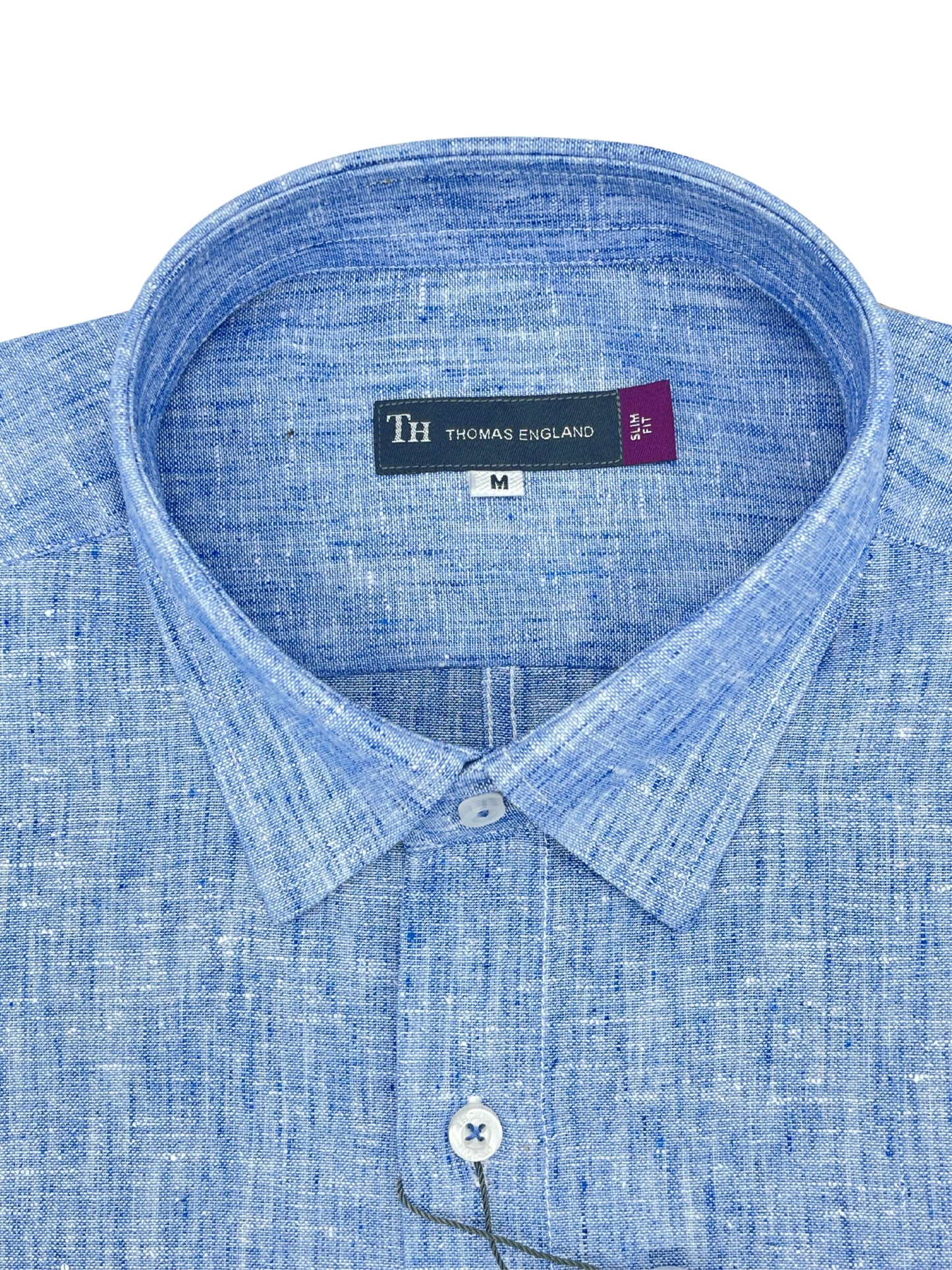 Camisa City Casual Slim Fit Azul Textura Lino