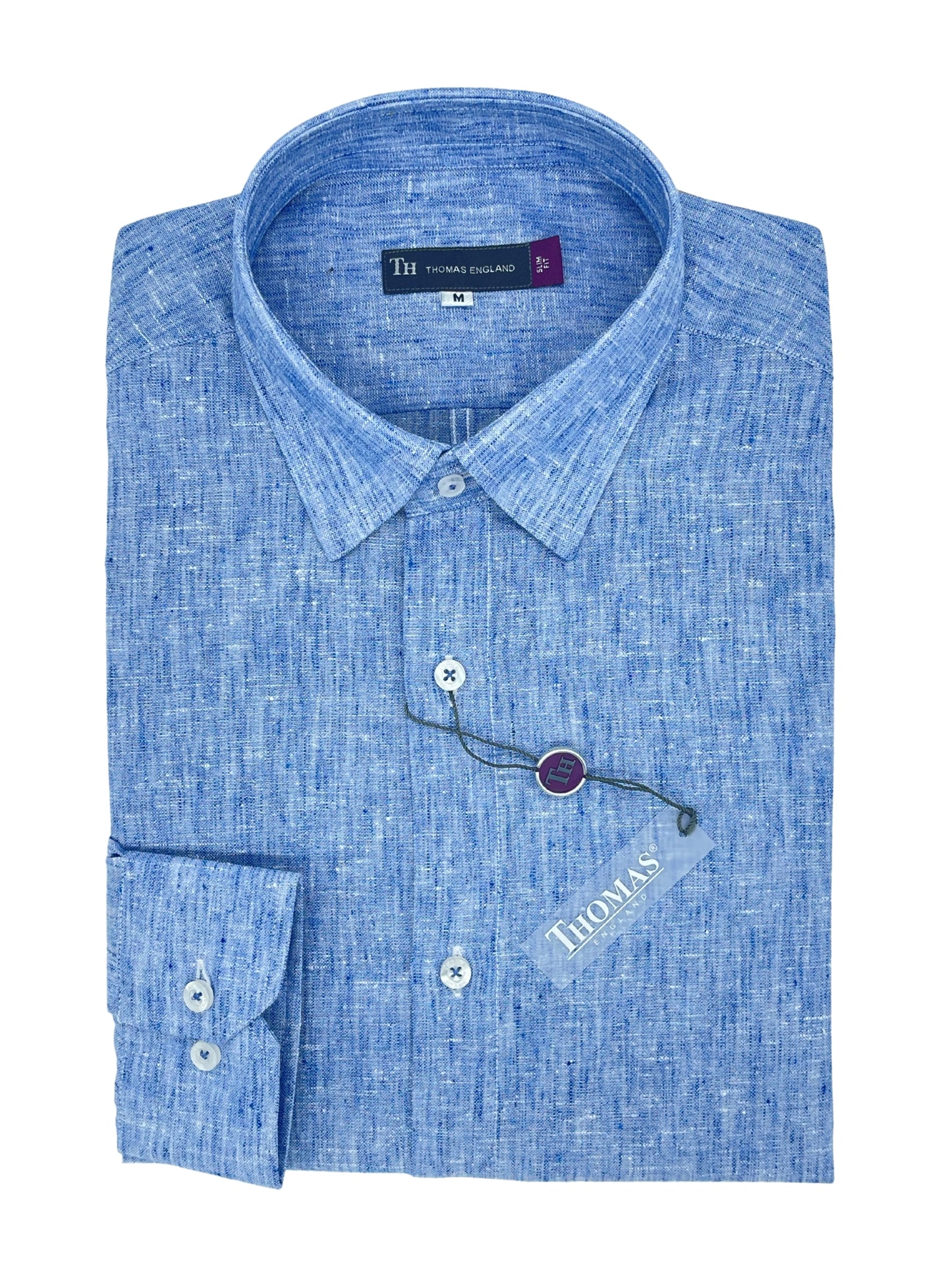 Camisa City Casual Regular Fit Azul Textura Lino