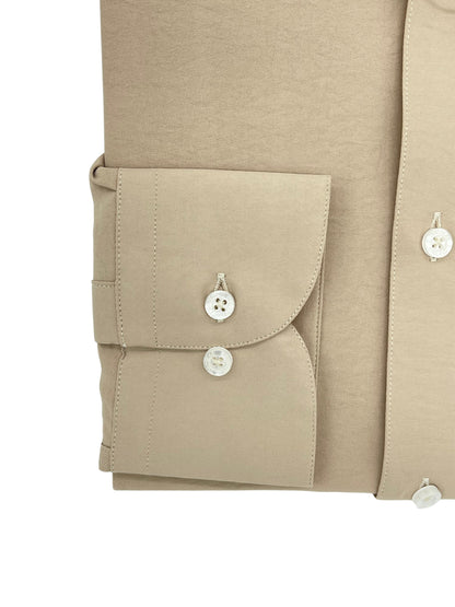 Camisa City Casual Regular Fit Caqui Textil Fluido