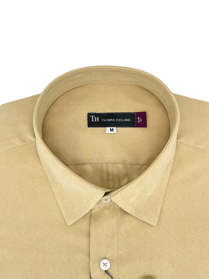 Camisa City Casual Regular Fit Beige Textura Gamuza