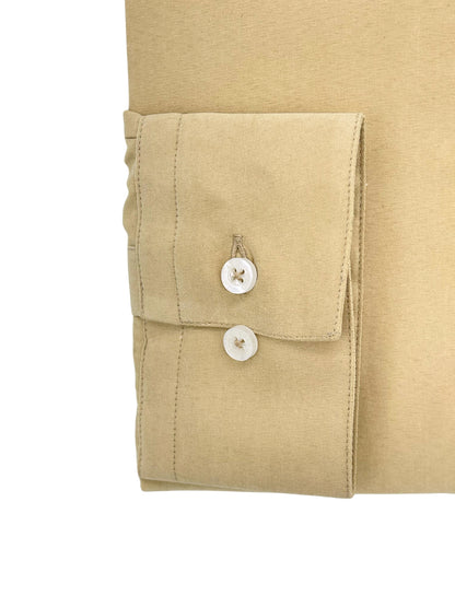 Camisa City Casual Slim Fit Verde Beige Textura Gamuza