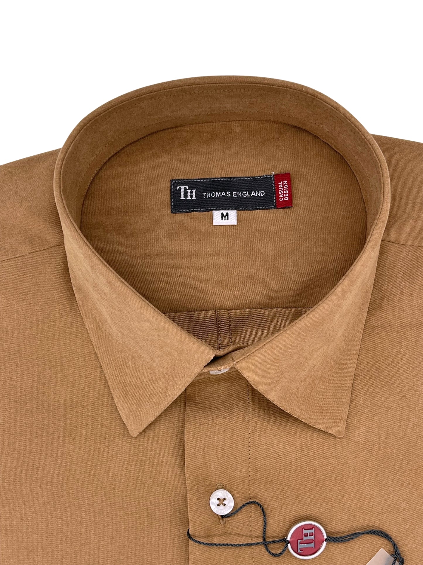 Camisa City Casual Slim Fit Camel Textura Gamuza