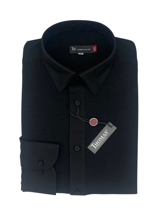 Camisa City Casual Regular Fit Negro Textil Fluido