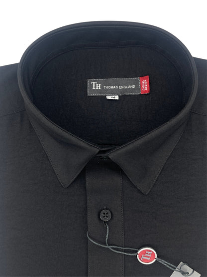 Camisa City Casual Regular Fit Negro Textil Fluido