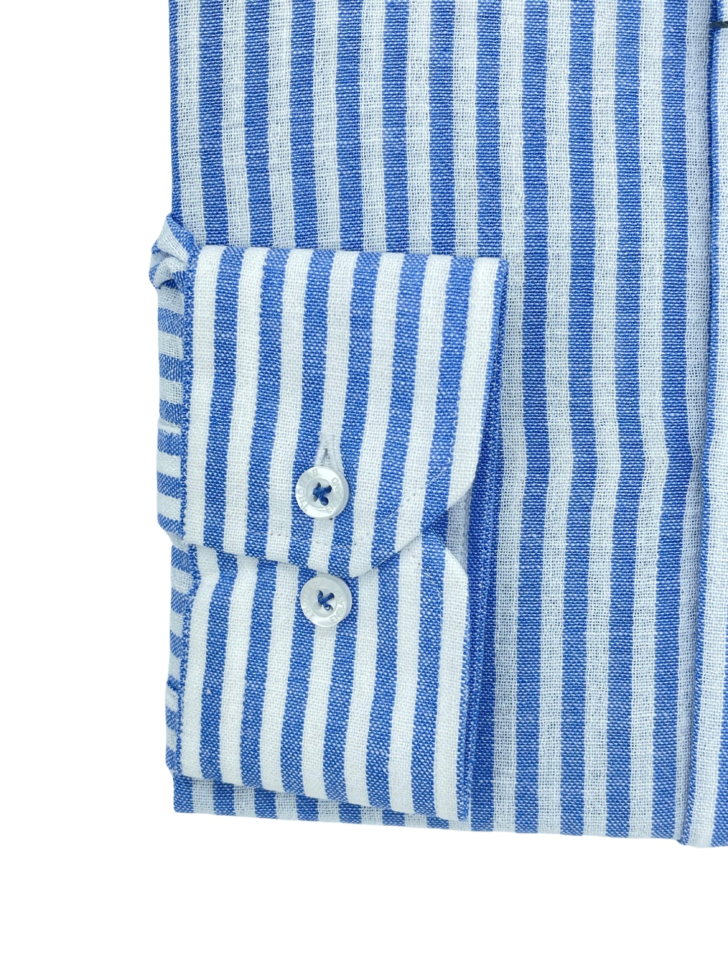 Camisa City Casual Regular Fit Azul Rayas Textura Lino