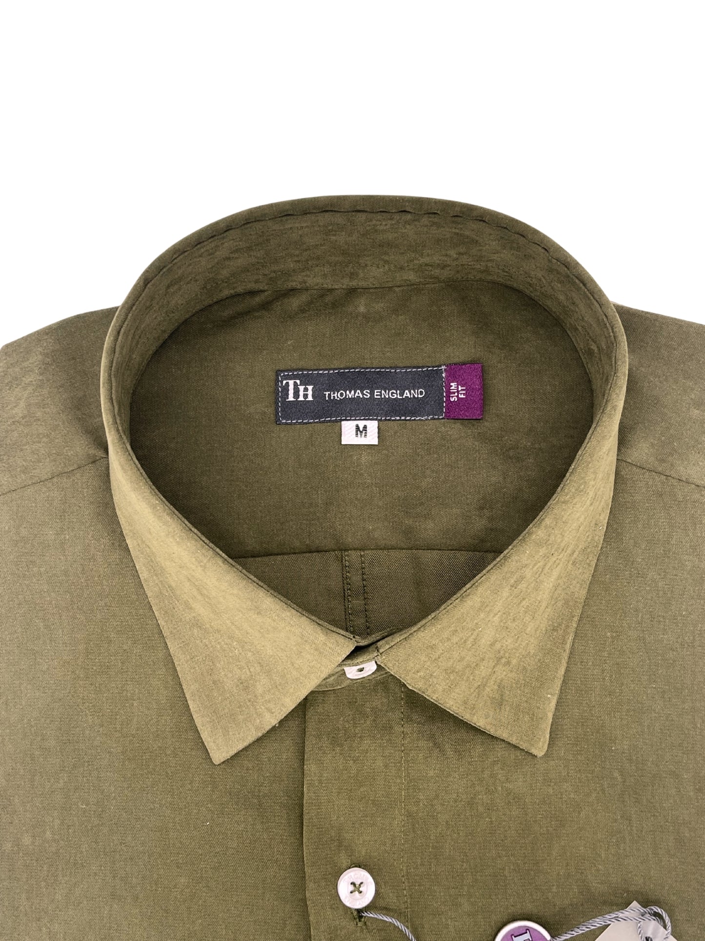 Camisa City Casual Slim Fit Verde Army Textura Gamuza