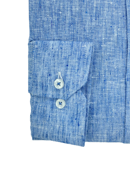 Camisa City Casual Slim Fit Azul Textura Lino