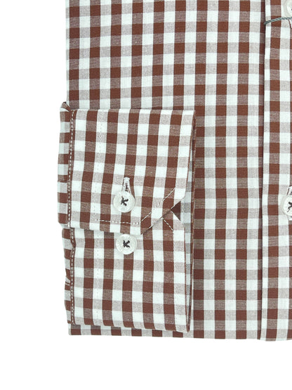 Camisa City Casual Slim Fit Café Cuadros