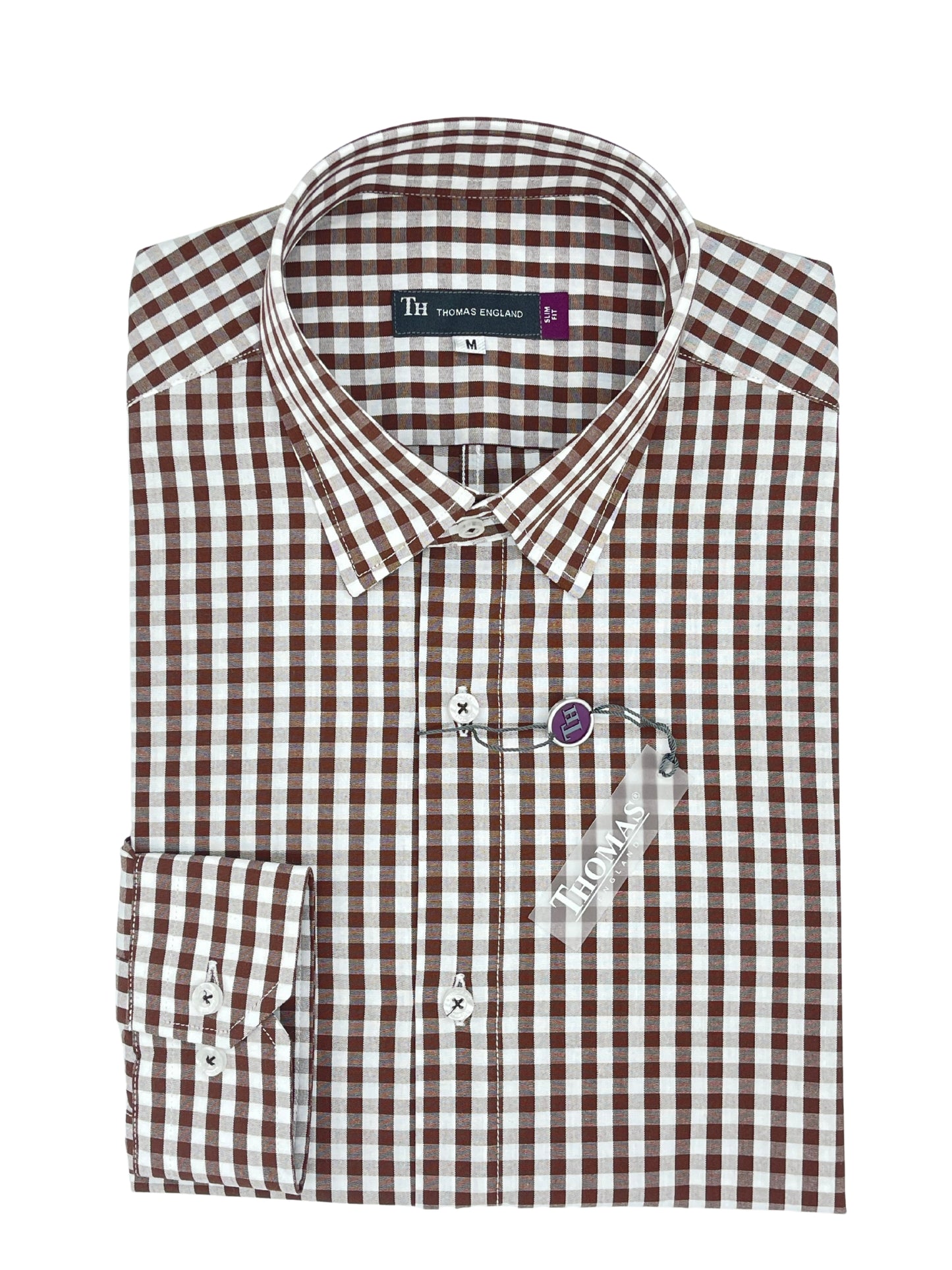 Camisa City Casual Slim Fit Café Cuadros